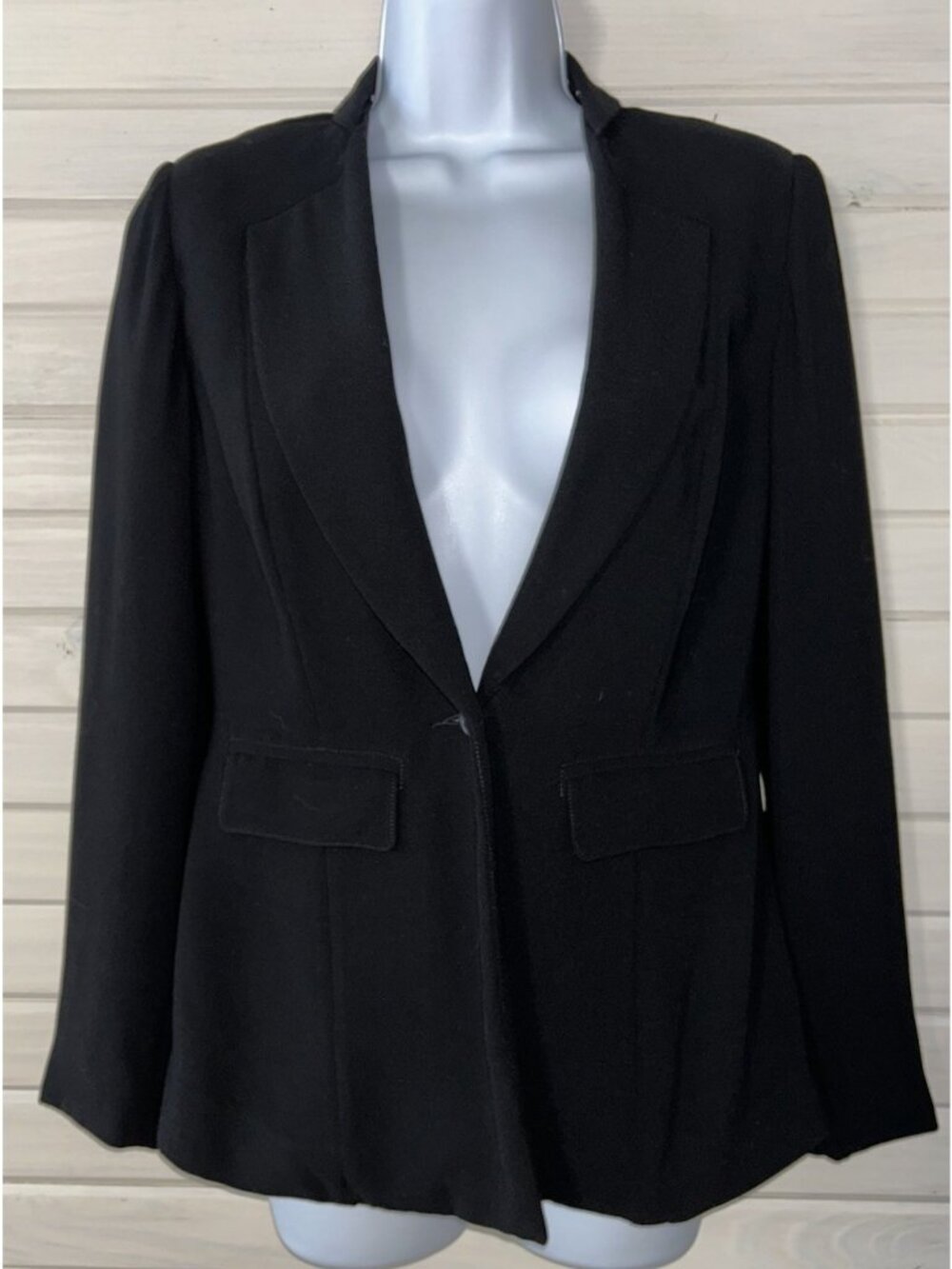 CAbi Sz 0 The City Blazer Suit Coat Jacket Black Style #717 Lined Pockets EUC